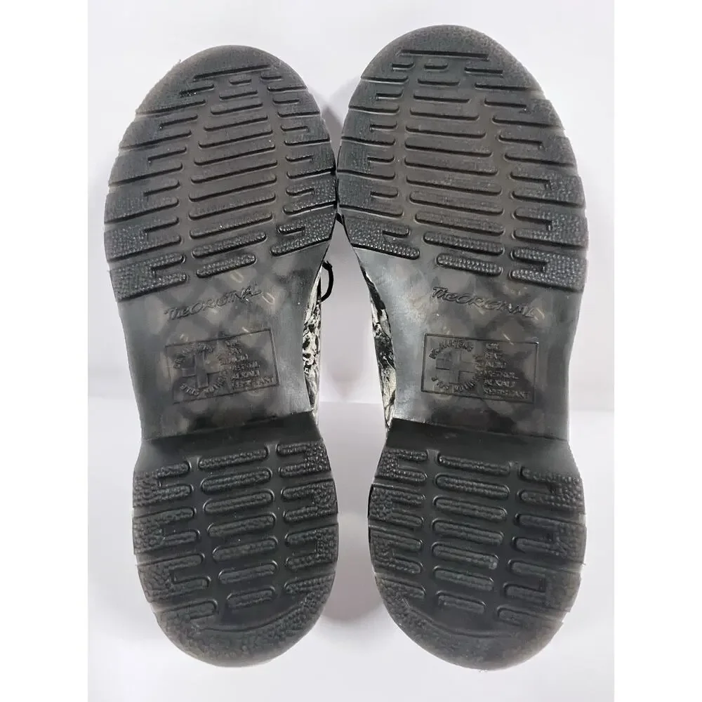 Dr Martens Lester Wild Rose Skull Canvas Oxford Shoes Men 7 Women 8 EU 39